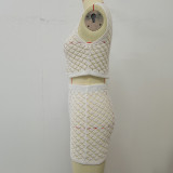 Button Vest Short Skirt Fashion Sunscreen Beach Two-piece Set