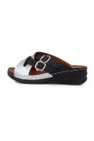 Plus Size Wedge Heel Slippers for Women Summer Belt Buckle Cross-Strap Colorblock Sandals