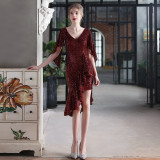 Summer Occasional Formal Sequin Irregular Short Cocktail Dress