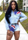 Casual Flag Print Denim Two Piece Shorts Set