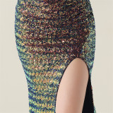 One-Shoulder Sequin Slim Evening Dress