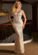 Women's Luxury sleeveless v-neck sequin Formal Party evening dress