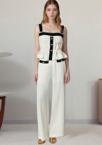 contrast color Square neck camisole pants fashion women's suit contrast color Square neck camisole pants fashion women's suit