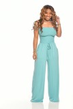 Women's Casual solid color strapless wide leg Jumpsuit