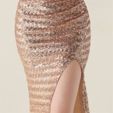 One-Shoulder Sequin Slim Evening Dress