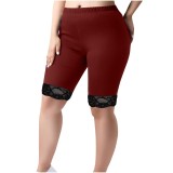 Women's Trousers Lace Knee-Length Shorts Plus Size Elastic Waist Tight Pants