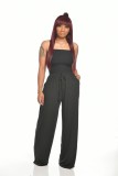 Women's Casual solid color strapless wide leg Jumpsuit
