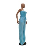 Women's Casual solid color strapless wide leg Jumpsuit