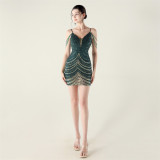 Sequin Beaded Bodycon Sexy Nightclub Bridesmaids Short Dress