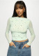 Women's fashion casual beaded slim mesh hollow long-sleeved t-shirt