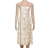 Summer women's clothing Chic sexy Low Back Slim Waist printed dress female