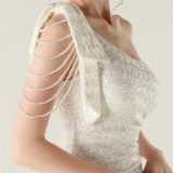 One-Shoulder Sequin Slim Evening Dress