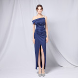 Summer Formal One-Shoulder Strap Irregular Long Evening Dress