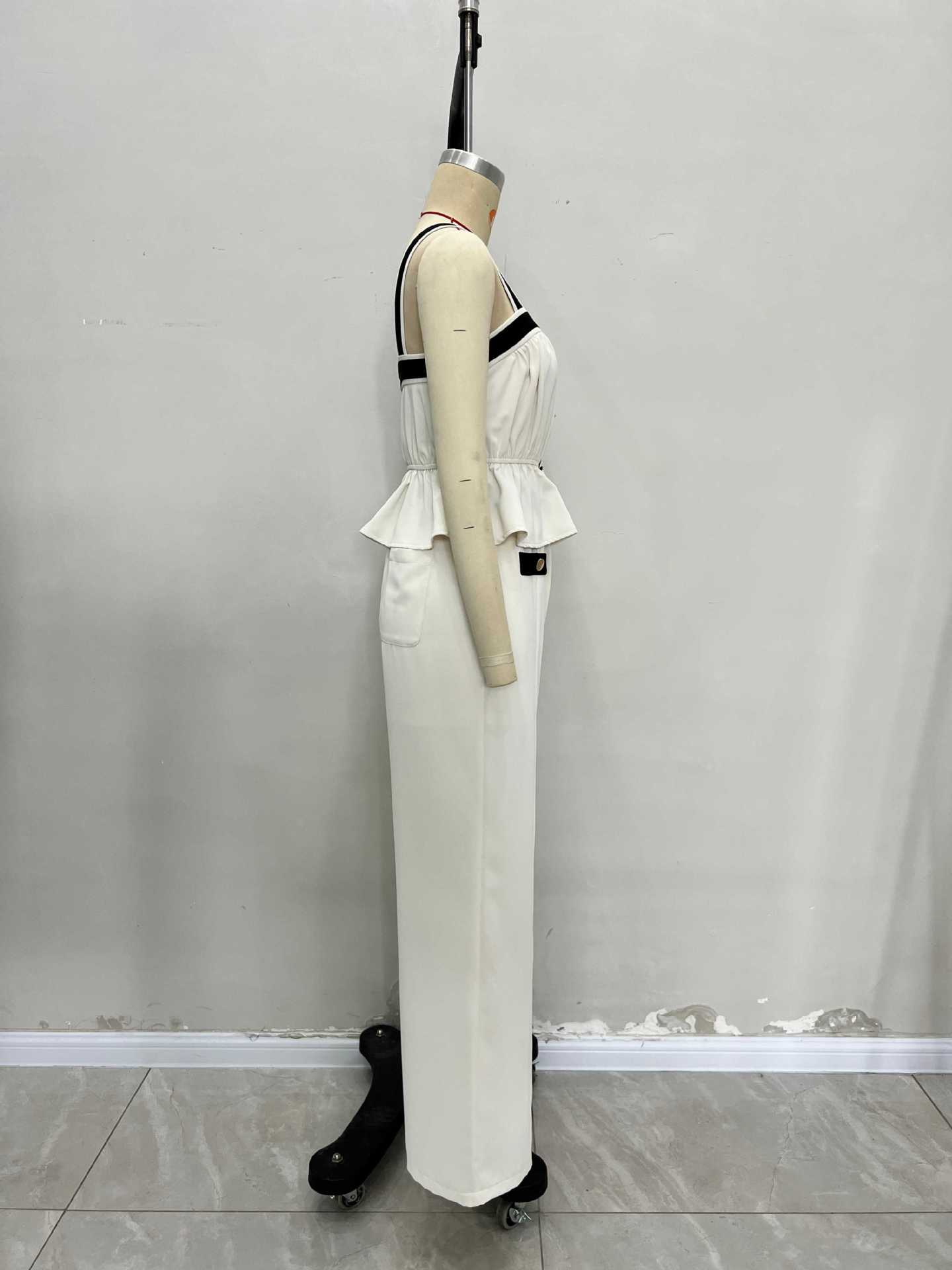 contrast color Square neck camisole pants fashion women's suit