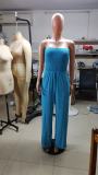 Women's Casual solid color strapless wide leg Jumpsuit