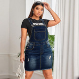 Plus Size Women's Denim Strap Dress