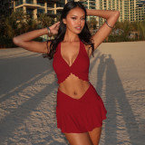 Women's Summer Sexy Knot Lace-Up Vest & Slim Skirt Set