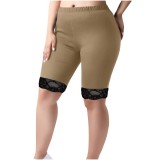 Women's Trousers Lace Knee-Length Shorts Plus Size Elastic Waist Tight Pants