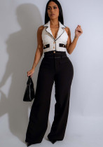 Women's Patchwork Halter Sleeveless Wide-Leg Jumpsuit Women's Patchwork Halter Sleeveless Wide-Leg Jumpsuit