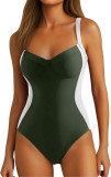 Steel-Supported Gathered Sexy One-Piece Patchwork Solid Color Slim Fit Swimsuit for Women
