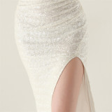 One-Shoulder Sequin Slim Evening Dress
