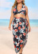 Plus Size Women’s Floral Print Irregular Lace-Up Beach Suit