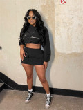 Long Sleeve Cargo Zip Jacket Short Skirt Set