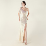 One-Shoulder Sequin Slim Evening Dress