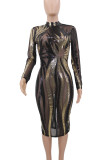Summer Women's Sequins Tight-Fitting Long-Sleeve Party Dress