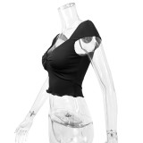 Women's sexy v-neck short-sleeved tops summer slim fashion ruffle t-shirts