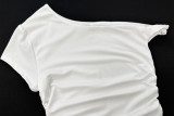 Summer Slash Shoulder sexy top Slim Fit Ruched Crop style women's clothing