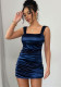 Summer slim women's sexy strap ruched Bodycon Dress