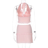 Women's Summer Sexy Knot Lace-Up Vest & Slim Skirt Set