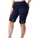 Women's Trousers Lace Knee-Length Shorts Plus Size Elastic Waist Tight Pants