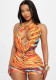 women's print halter backless jumpsuit