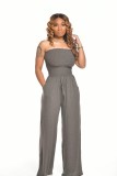 Women's Casual solid color strapless wide leg Jumpsuit