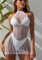 Sexy Tight-Fitting Hollow Mesh Sleeveless Nightdress for Women Sexy Tight-Fitting Hollow Mesh Sleeveless Nightdress for Women