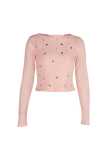 Women's fashion casual beaded slim mesh hollow long-sleeved t-shirt