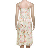 Summer women's clothing Chic sexy Low Back Slim Waist printed dress female