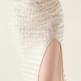 One-Shoulder Sequin Slim Evening Dress