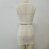 Button Vest Short Skirt Fashion Sunscreen Beach Two-piece Set