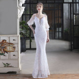 Summer Formal Sequin Patch Strap Mermaid Evening Dress