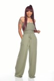 Women's Casual solid color strapless wide leg Jumpsuit