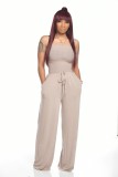 Women's Casual solid color strapless wide leg Jumpsuit