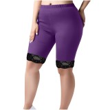 Women's Trousers Lace Knee-Length Shorts Plus Size Elastic Waist Tight Pants