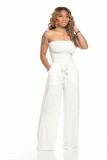 Women's Casual solid color strapless wide leg Jumpsuit
