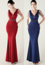 Deep V-Neck Beaded Slim Fit Formal Parties Weddings Evening Dress Deep V-Neck Beaded Slim Fit Formal Parties Weddings Evening Dress