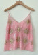 Women Summer Sequin Beaded Suspender Basics V-Neck Top
