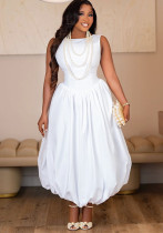 Women Spring Sleeveless Solid Tutu Dress