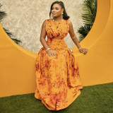 Women Summer Print Sleeveless Maxi Dress